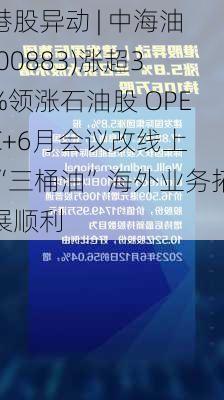 港股异动 | 中海油(00883)涨超3%领涨石油股 OPEC+6月会议改线上 “三桶油”海外业务拓展顺利