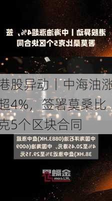 港股异动丨中海油涨超4%，签署莫桑比克5个区块合同