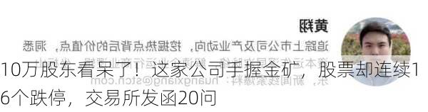 10万股东看呆了！这家公司手握金矿，股票却连续16个跌停，交易所发函20问