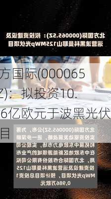 北方国际(000065.SZ)：拟投资10.986亿欧元于波黑光伏项目