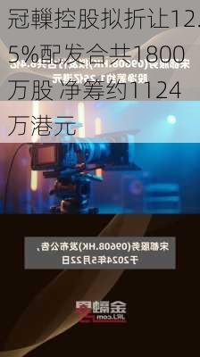 冠轈控股拟折让12.5%配发合共1800万股 净筹约1124万港元