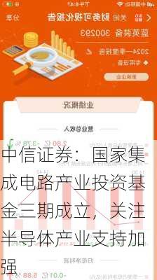 中信证券：国家集成电路产业投资基金三期成立，关注半导体产业支持加强