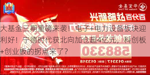 大基金三期重磅来袭！电子+电力设备板块迎利好！宁德时代获北向加仓超4亿元，科创板+创业板的拐点来了？