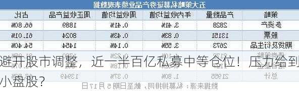 避开股市调整，近一半百亿私募中等仓位！压力给到小盘股？