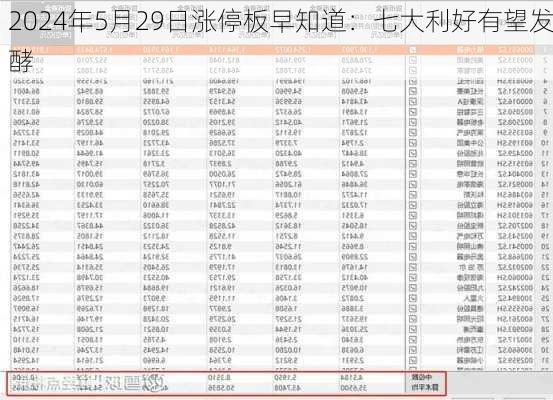 2024年5月29日涨停板早知道：七大利好有望发酵