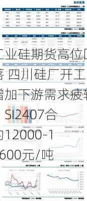 工业硅期货高位回落 四川硅厂开工增加下游需求疲软：SI2407合约12000-12600元/吨