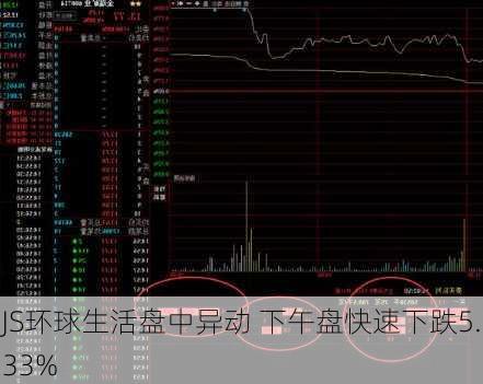 JS环球生活盘中异动 下午盘快速下跌5.33%