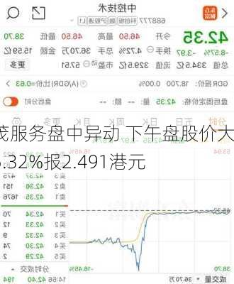 金茂服务盘中异动 下午盘股价大跌5.32%报2.491港元