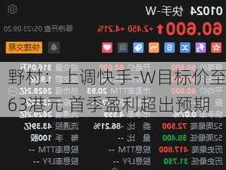 野村：上调快手-W目标价至63港元 首季盈利超出预期