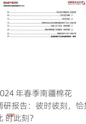 2024 年春季南疆棉花调研报告：彼时彼刻，恰如此 时此刻？