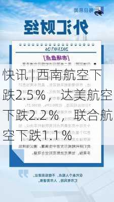 快讯 | 西南航空下跌2.5％，达美航空下跌2.2％，联合航空下跌1.1％