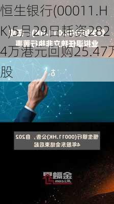 恒生银行(00011.HK)5月29日耗资2824万港元回购25.47万股