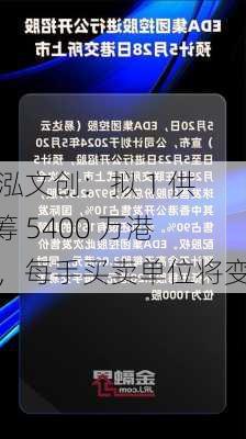 天泓文创：拟 1 供 1 筹 5400 万港元，每手买卖单位将变更