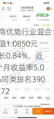 华商优势行业混合：净值1.0850元增长0.84%，近6个月收益率5.03%同类排名390|2272