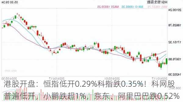 港股开盘：恒指低开0.29%科指跌0.35%！科网股普遍低开，小鹏跌超1%，京东、阿里巴巴跌0.52%