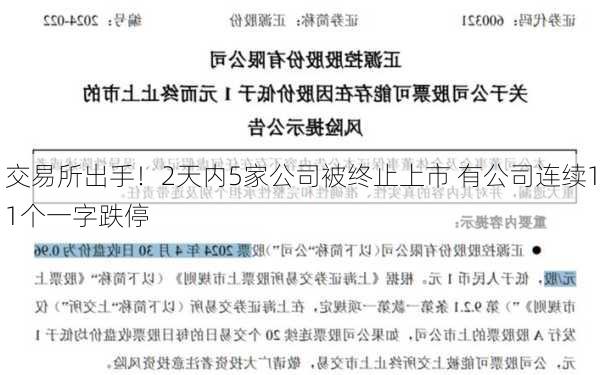 交易所出手！2天内5家公司被终止上市 有公司连续11个一字跌停