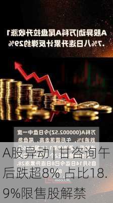 A股异动 | 甘咨询午后跌超8% 占比18.9%限售股解禁