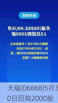 天福(06868)5月30日回购2000股