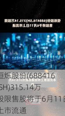 恒烁股份(688416.SH)315.14万股限售股将于6月11日上市流通