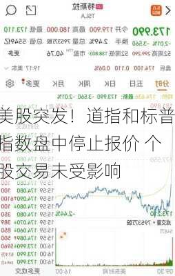 美股突发！道指和标普指数盘中停止报价 个股交易未受影响