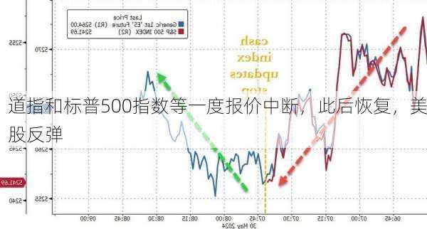 道指和标普500指数等一度报价中断，此后恢复，美股反弹