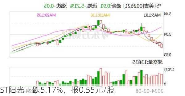 ST阳光下跌5.17%，报0.55元/股