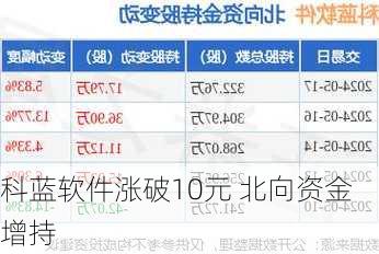 科蓝软件涨破10元 北向资金增持