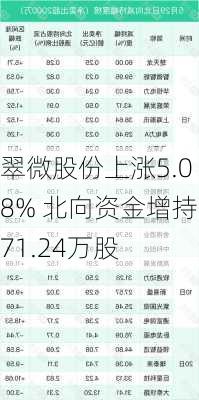 翠微股份上涨5.08% 北向资金增持71.24万股