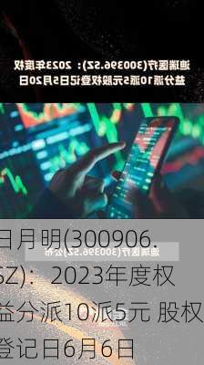 日月明(300906.SZ)：2023年度权益分派10派5元 股权登记日6月6日