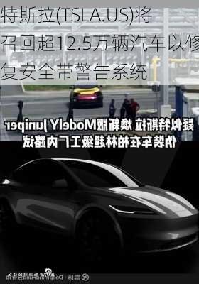 特斯拉(TSLA.US)将召回超12.5万辆汽车以修复安全带警告系统