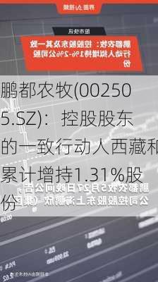 鹏都农牧(002505.SZ)：控股股东的一致行动人西藏和汇累计增持1.31%股份