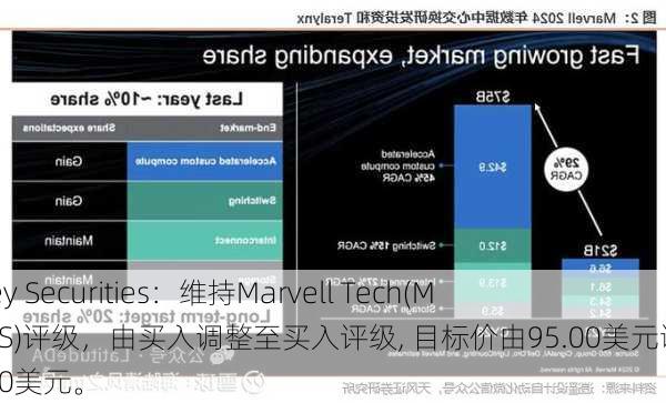 B. Riley Securities：维持Marvell Tech(MRVL.US)评级，由买入调整至买入评级, 目标价由95.00美元调整至100.00美元。