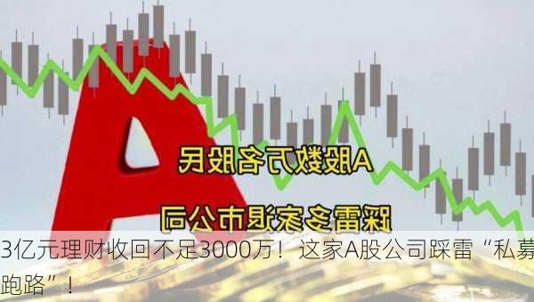 3亿元理财收回不足3000万！这家A股公司踩雷“私募跑路”！