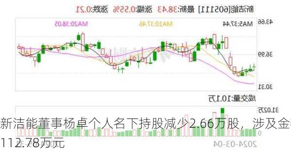 新洁能董事杨卓个人名下持股减少2.66万股，涉及金额112.78万元