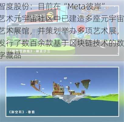 智度股份：目前在“Meta彼岸”艺术元宇宙社区中已建造多座元宇宙艺术展馆，并策划举办多项艺术展，发行了数百余款基于区块链技术的数字藏品