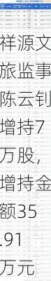 祥源文旅监事陈云钊增持7万股，增持金额35.91万元