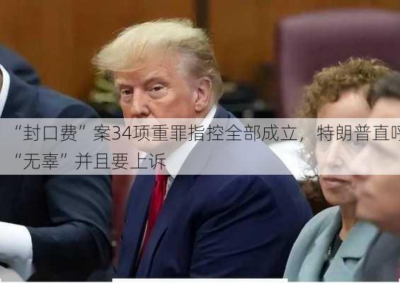 “封口费”案34项重罪指控全部成立，特朗普直呼“无辜”并且要上诉