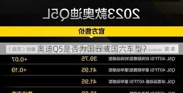 奥迪Q5是否为国五或国六车型？