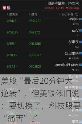 美股“最后20分钟大逆转”，但美银依旧说：要切换了，科技股要“痛苦”了