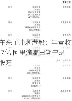 车来了冲刺港股：年营收1.7亿 阿里滴滴田溯宁是股东