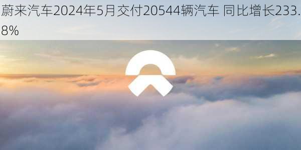 蔚来汽车2024年5月交付20544辆汽车 同比增长233.8%