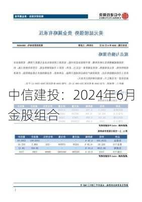 中信建投：2024年6月金股组合