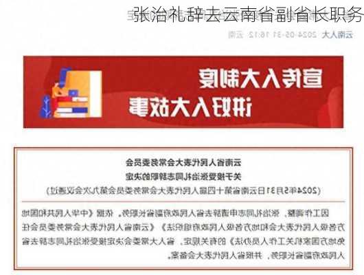 张治礼辞去云南省副省长职务