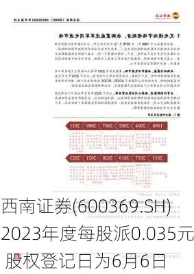 西南证券(600369.SH)2023年度每股派0.035元 股权登记日为6月6日