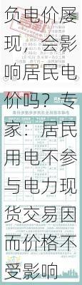 负电价屡现，会影响居民电价吗？专家：居民用电不参与电力现货交易因而价格不受影响