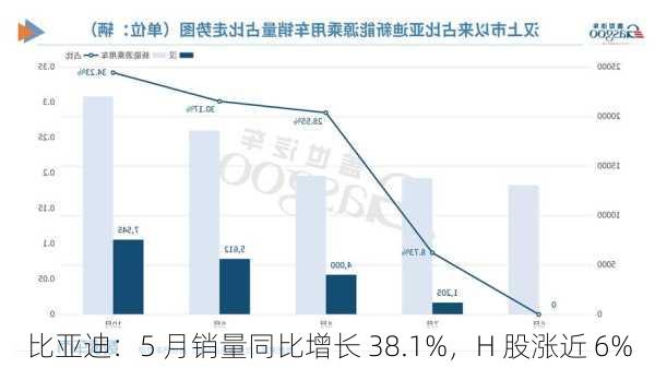 比亚迪：5 月销量同比增长 38.1%，H 股涨近 6%