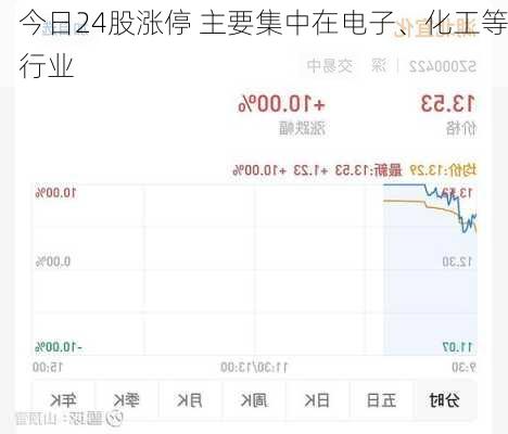 今日24股涨停 主要集中在电子、化工等行业