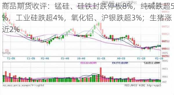 商品期货收评：锰硅、硅铁封跌停板8%，纯碱跌超5%，工业硅跌超4%，氧化铝、沪银跌超3%；生猪涨近2%