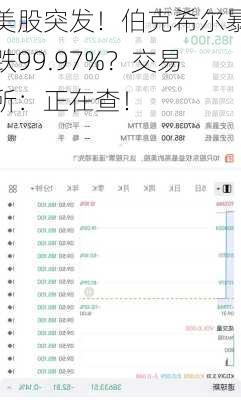美股突发！伯克希尔暴跌99.97%？交易所：正在查！