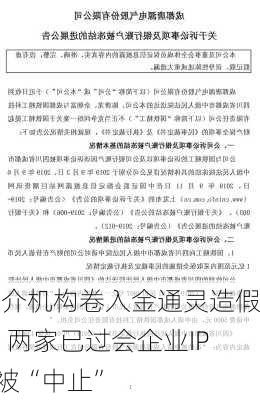 中介机构卷入金通灵造假案 两家已过会企业IPO被“中止”